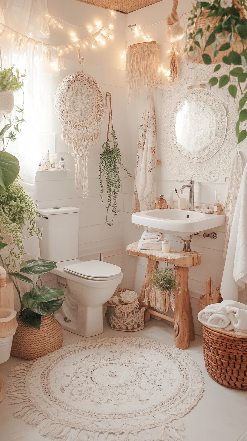 Boho Chic Bathroom Bliss: Embrace Natural Elements and Cozy Vibes