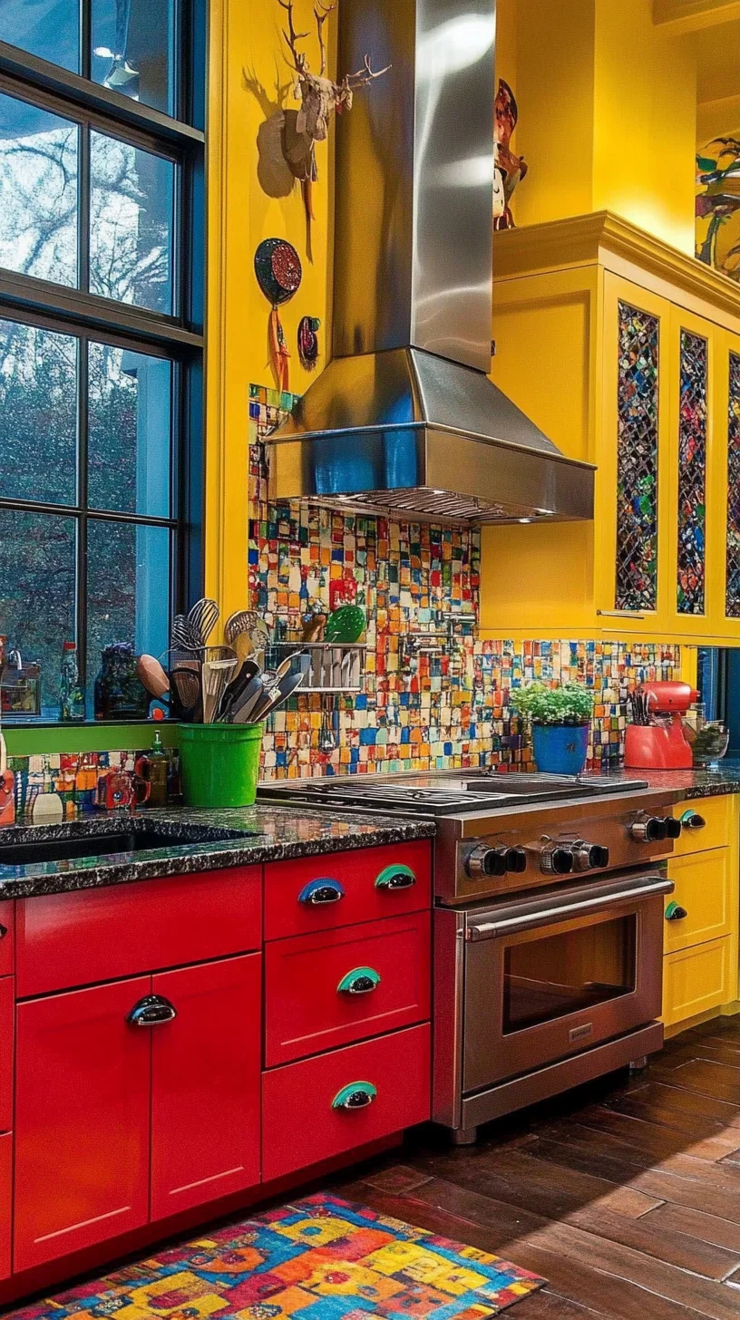 Bright and Bold: A Playful Kitchen with Vibrant Colors and Eclectic Charm