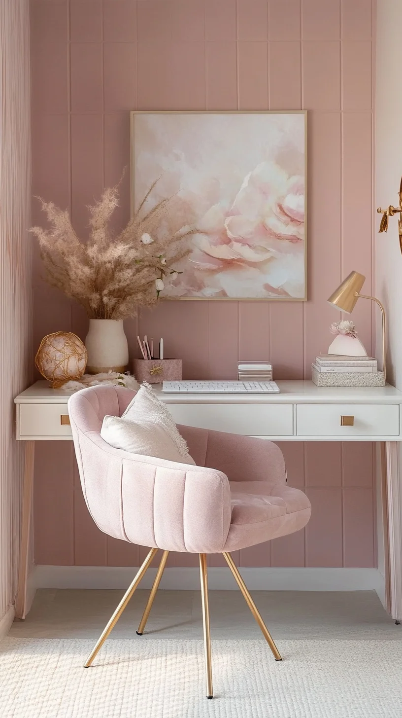 Chic and Cozy Pink Workspace: Elevate Your Home Office Aesthetic