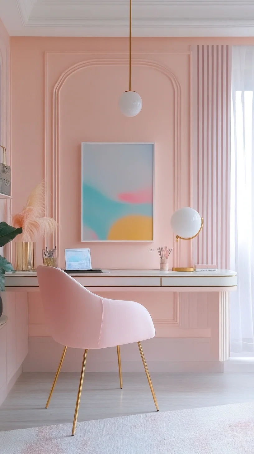 Chic Serenity: Embrace Soft Pastels and Modern Elegance in Your Workspace