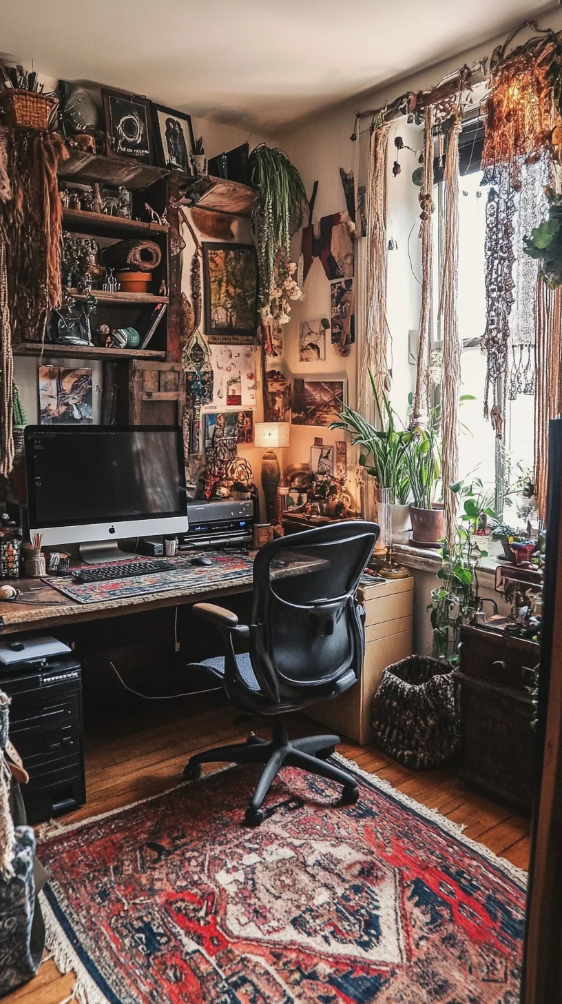 Cozy Bohemian Workspace: Crafting Inspiration in Every Corner