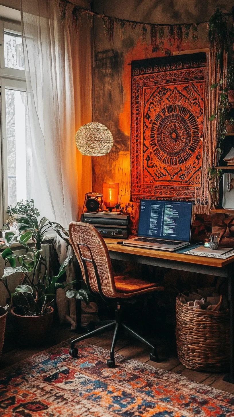 Cozy Bohemian Workspace: Embrace Warmth and Creativity in Your Home Office