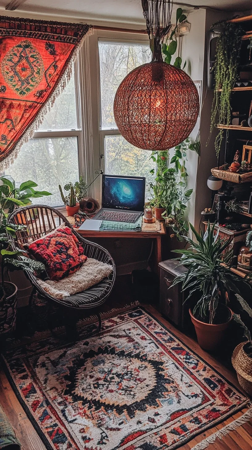 Cozy Bohemian Workspace: Infusing Nature and Style for Productive Vibes