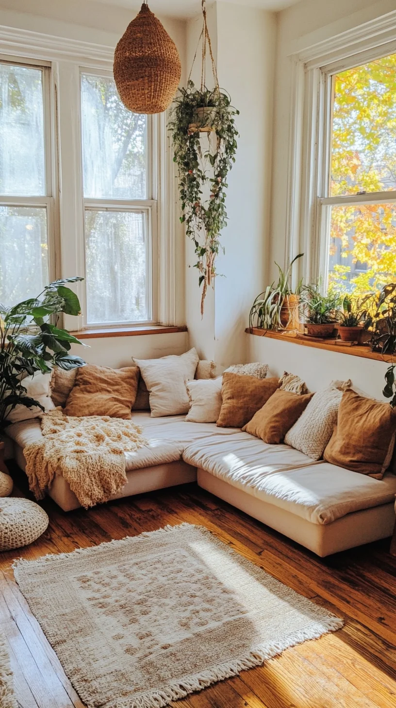 Cozy Boho Serenity: Transform Your Space with Earthy Tones and Greenery