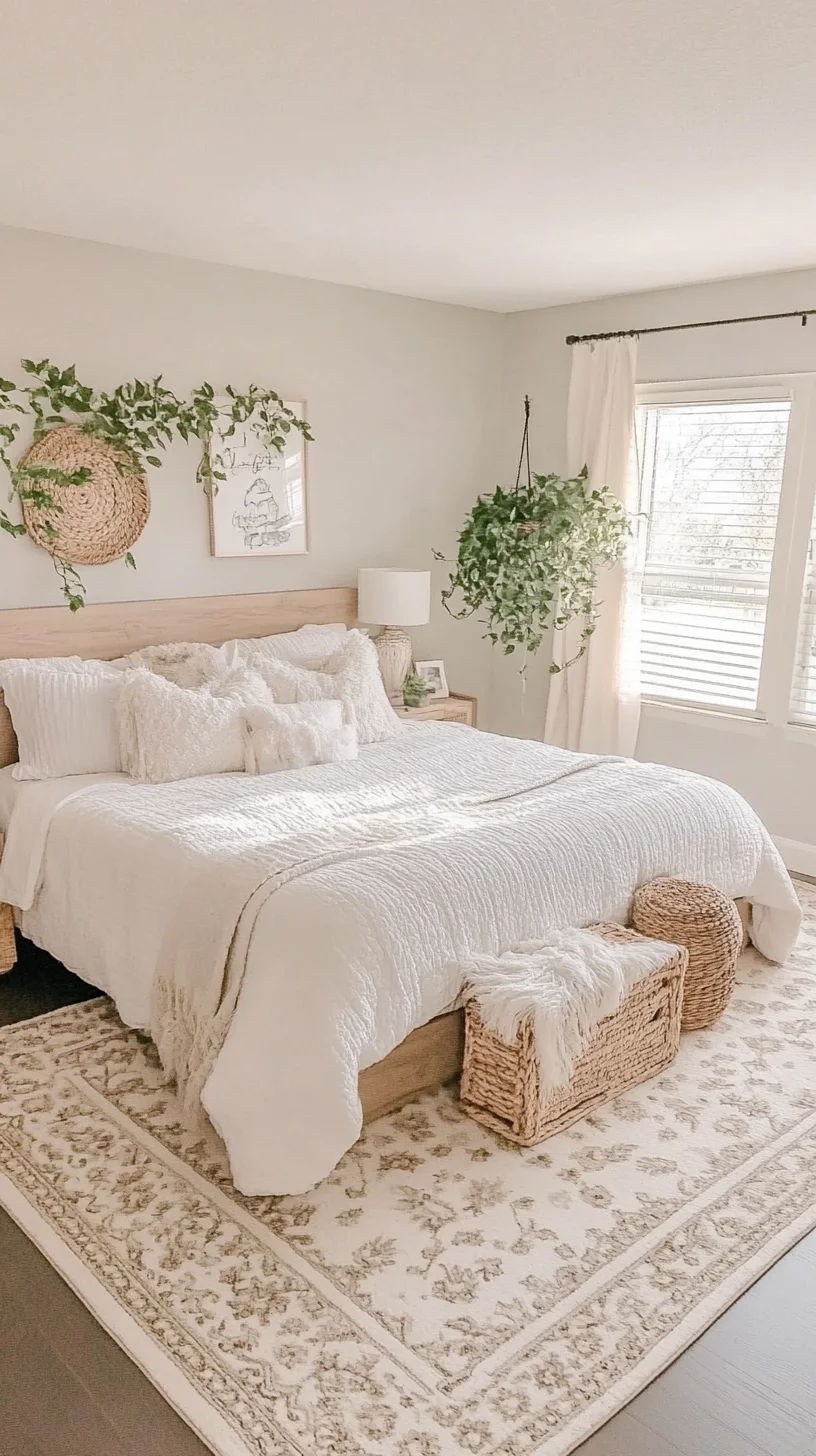 Cozy Minimalist Oasis: Elevate Your Bedroom with Soft Textures and Nature Vibes