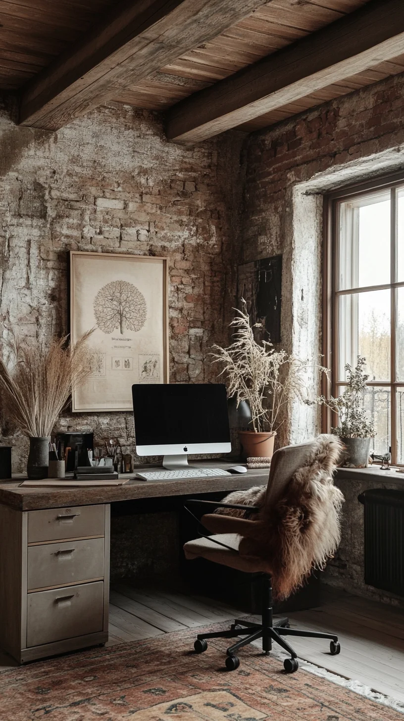 Cozy Rustic Office Vibes: Elevate Your Workspace with Earthy Elegance