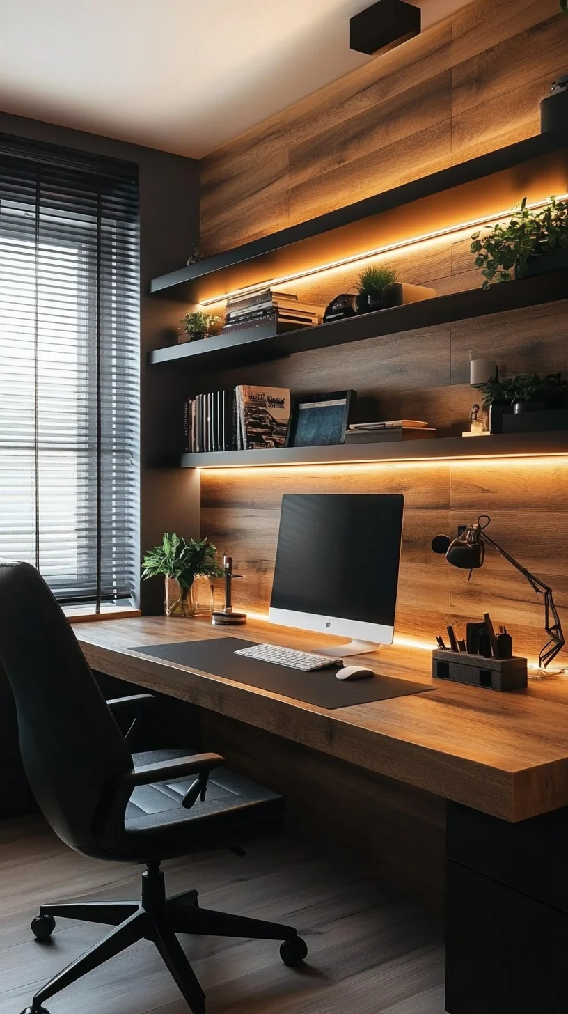 Create a Sleek, Modern Workspace with Warm Wood Accents