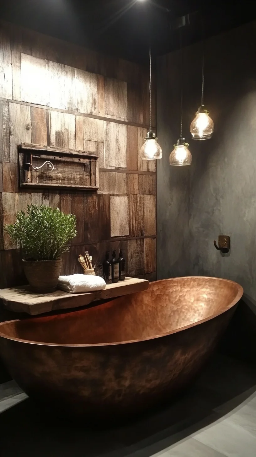 Elegant Rustic Retreat: Transform Your Bathroom with a Copper Soaking Tub