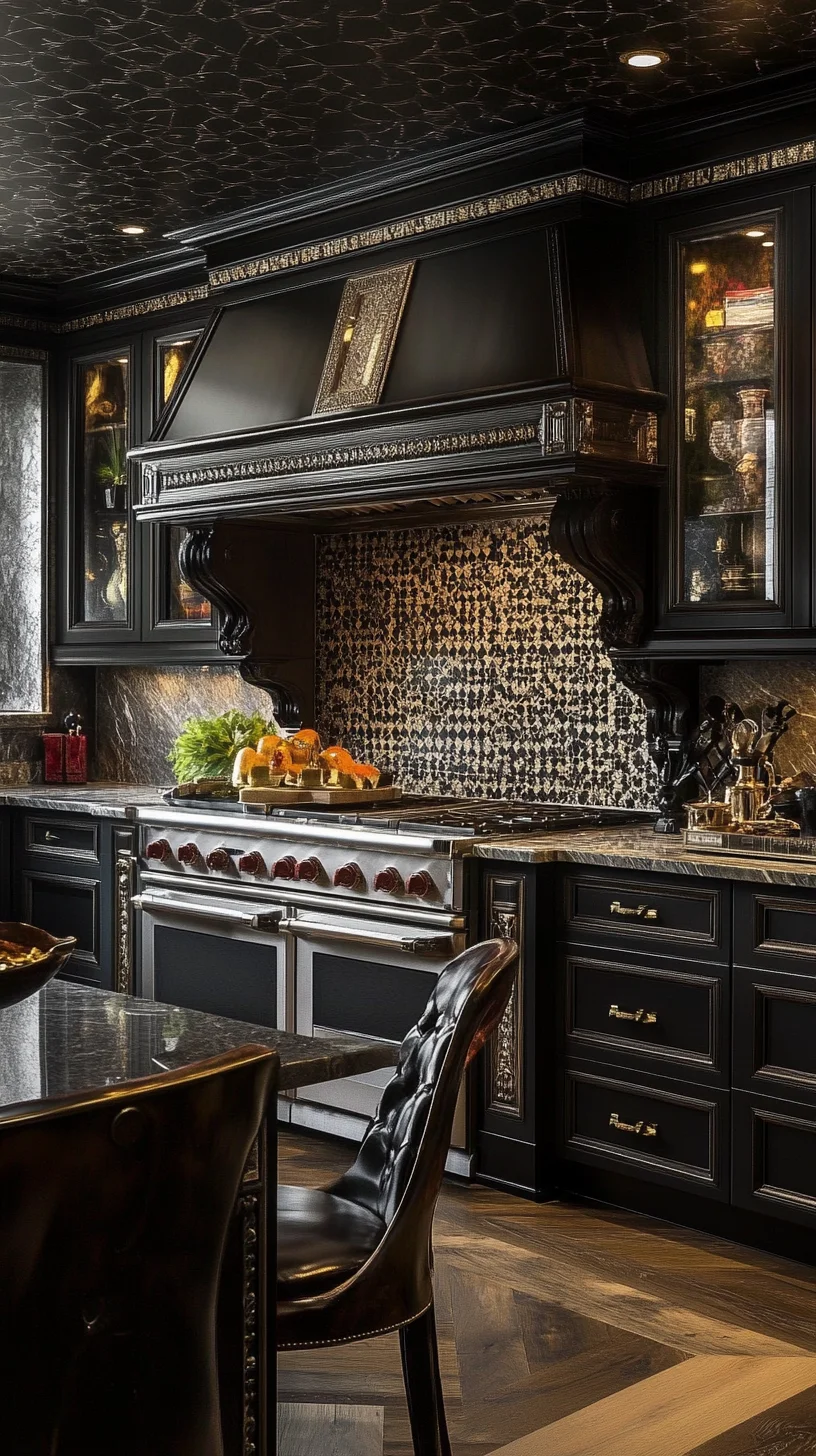 Elevate Your Culinary Space with Luxe Black and Gold Kitchen Design