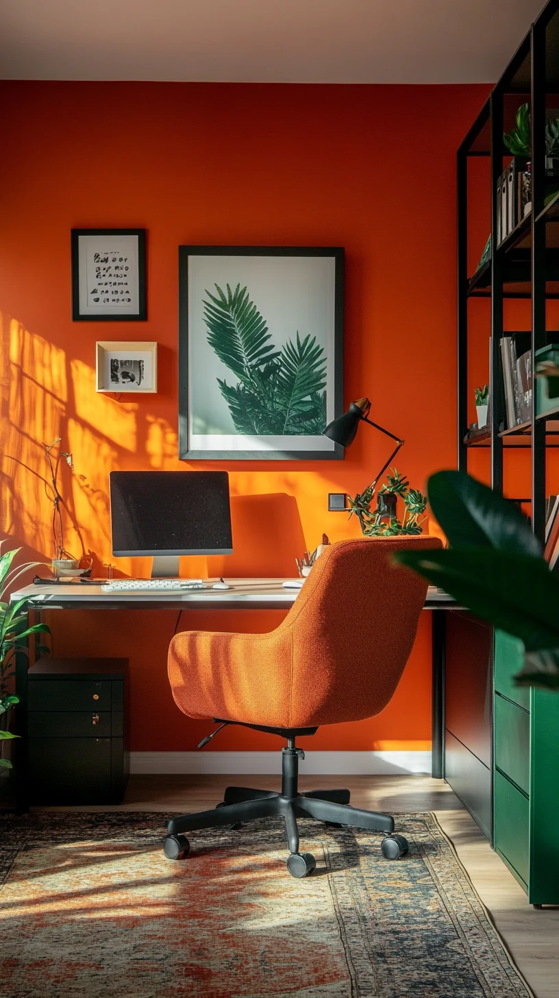 Elevate Your Home Office with Bold Colors and Lush Greenery