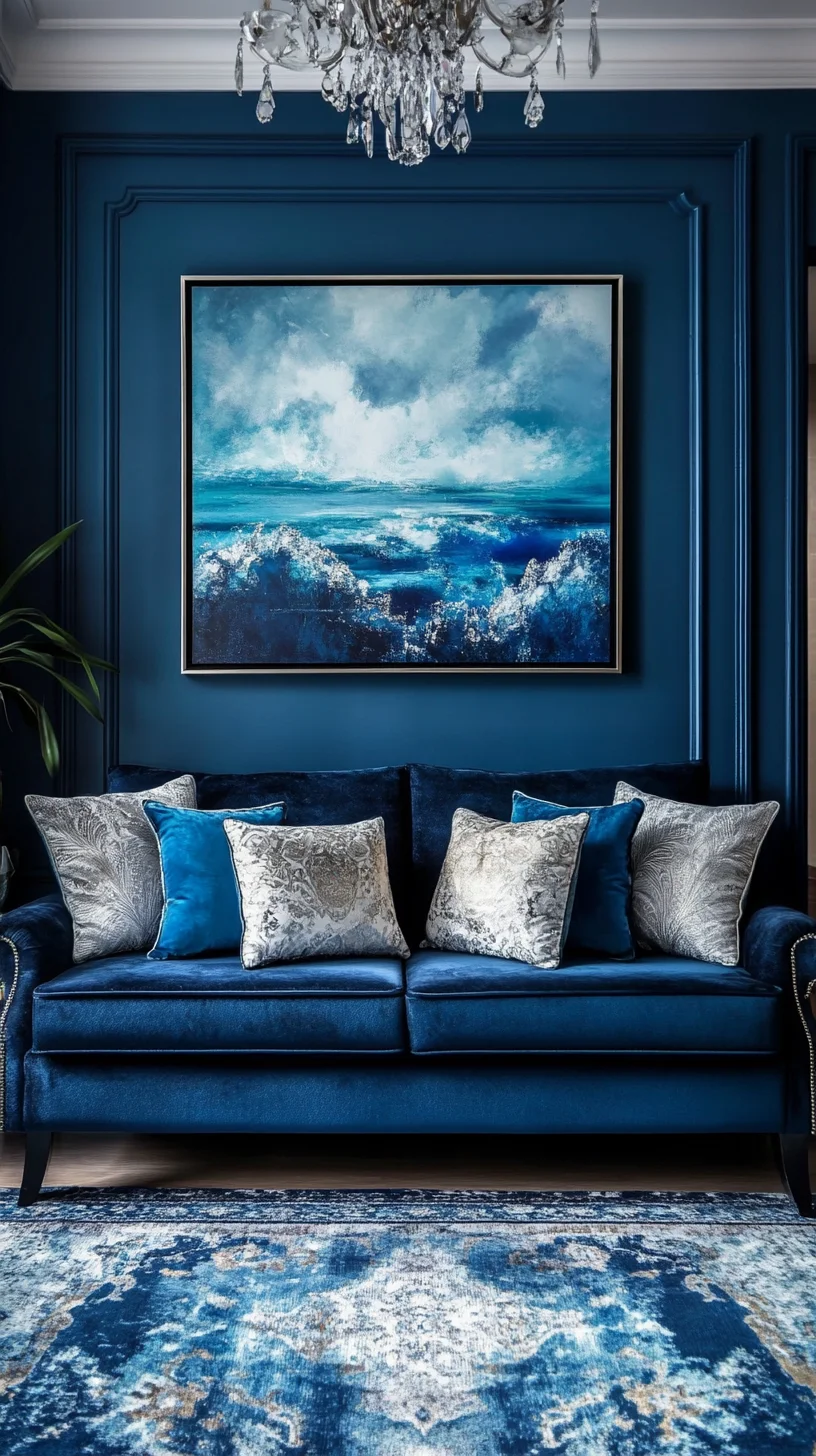 Elevate Your Living Space with Luxurious Deep Blue Velvet Elegance