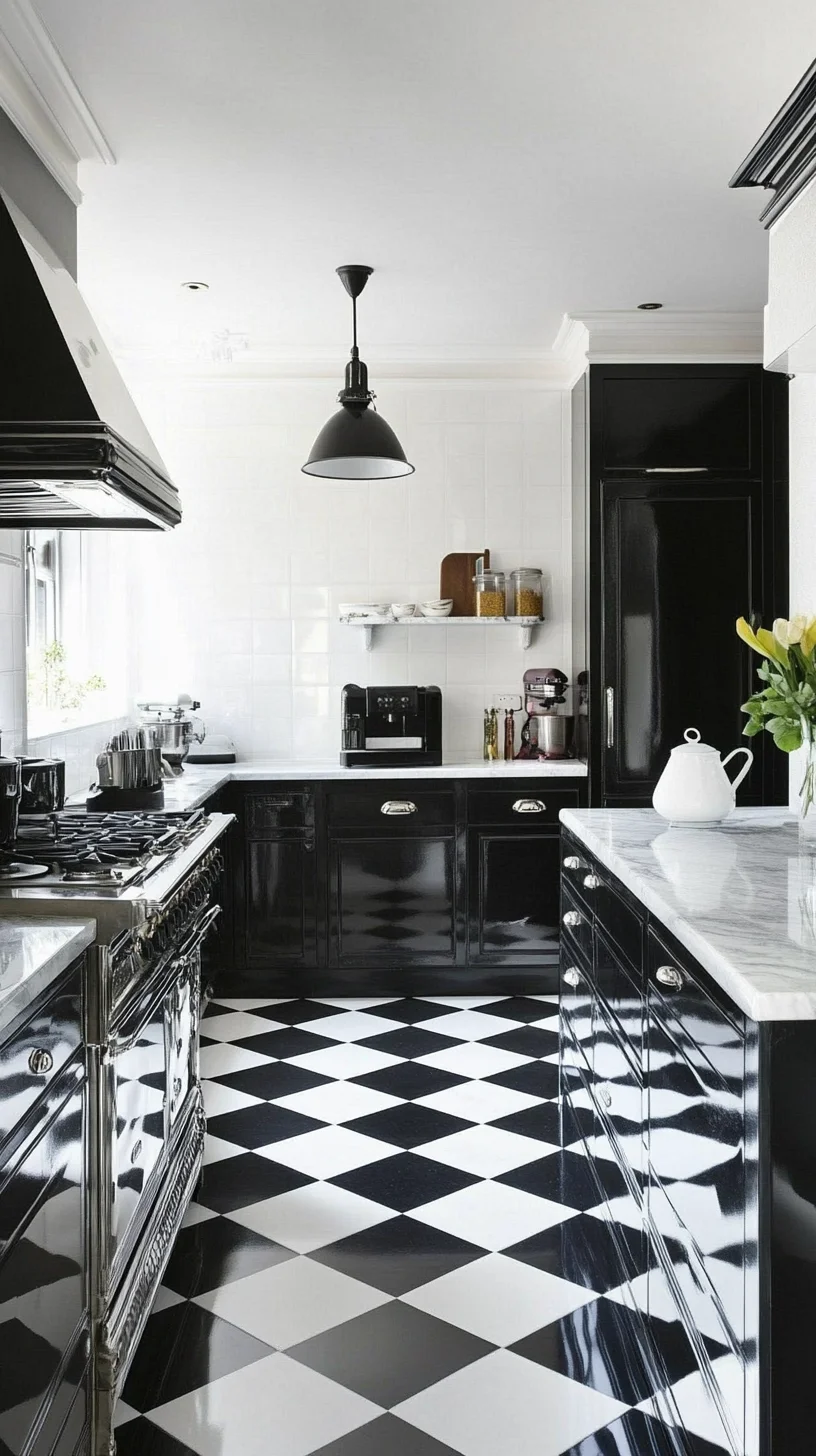 Elevate Your Space: Chic Black and White Kitchen with Timeless Elegance