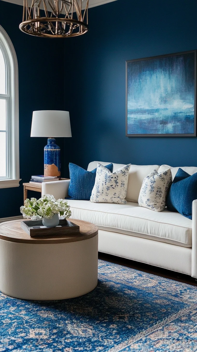 Elevate Your Space: Chic Navy and Cream Living Room Style