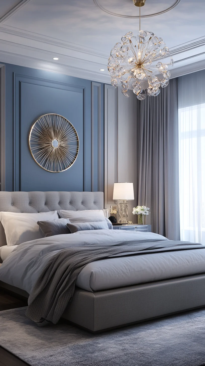 Elevate Your Space: Discover Luxury with a Modern Blue and Gray Bedroom Retreat