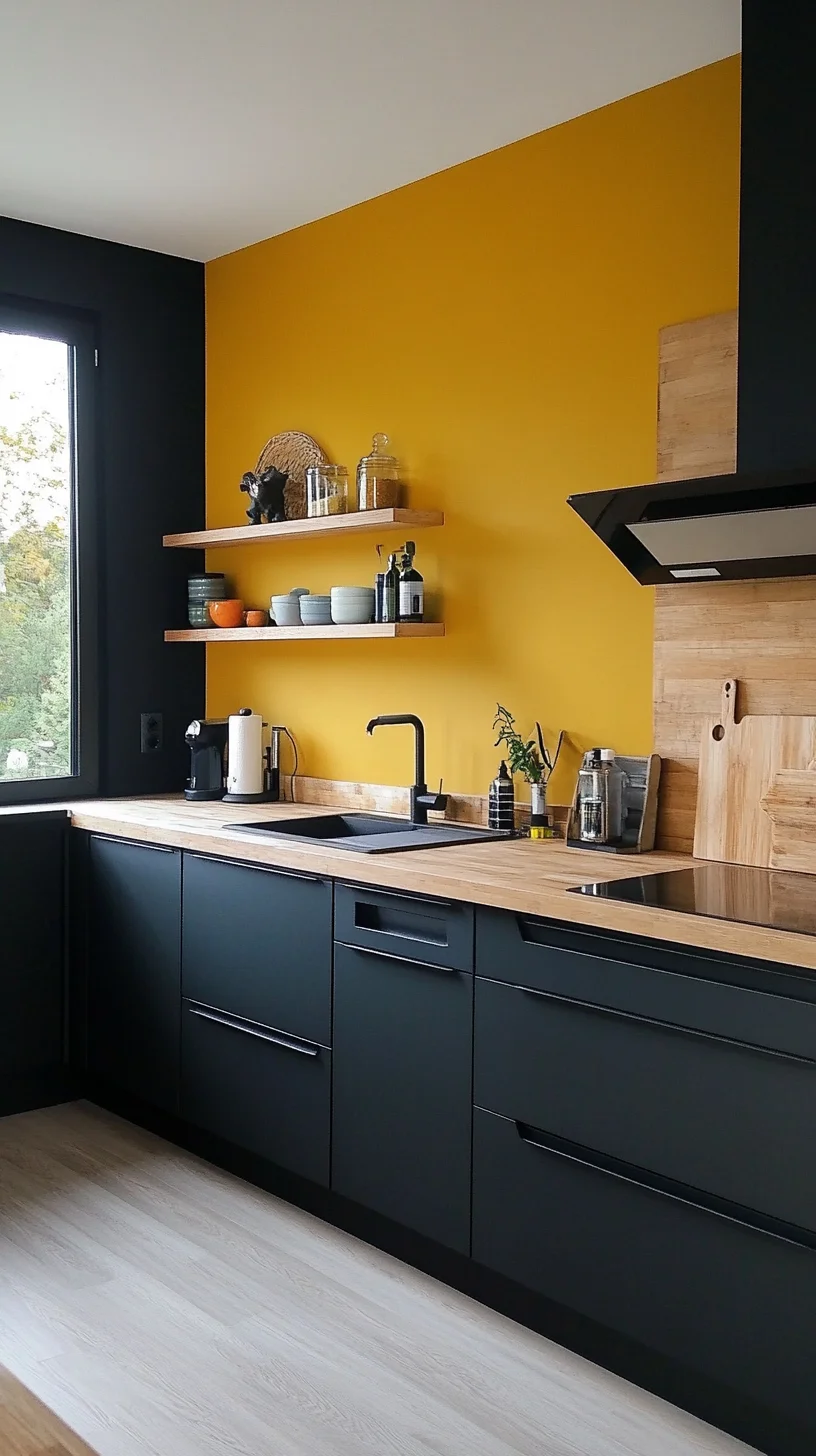 Elevate Your Space with Bold Black and Yellow Kitchen Design