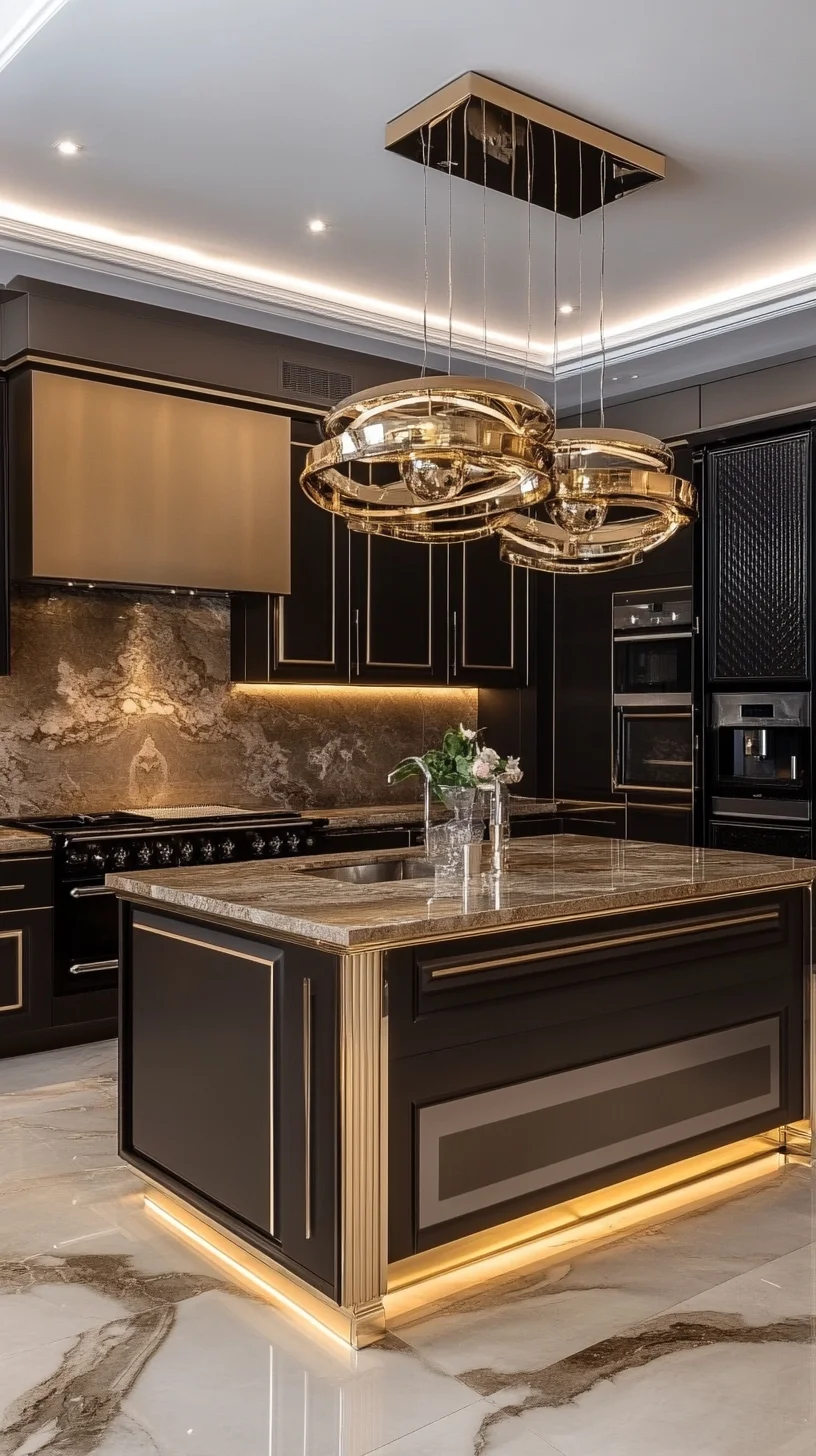 Elevate Your Space with Luxurious Black and Gold Kitchen Design