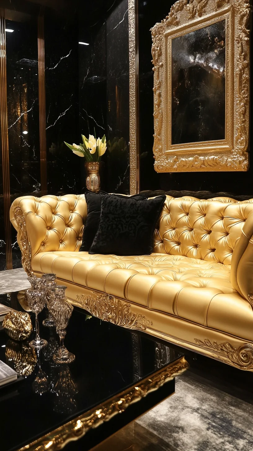 Elevate Your Space with Luxurious Gold-Tufted Elegance