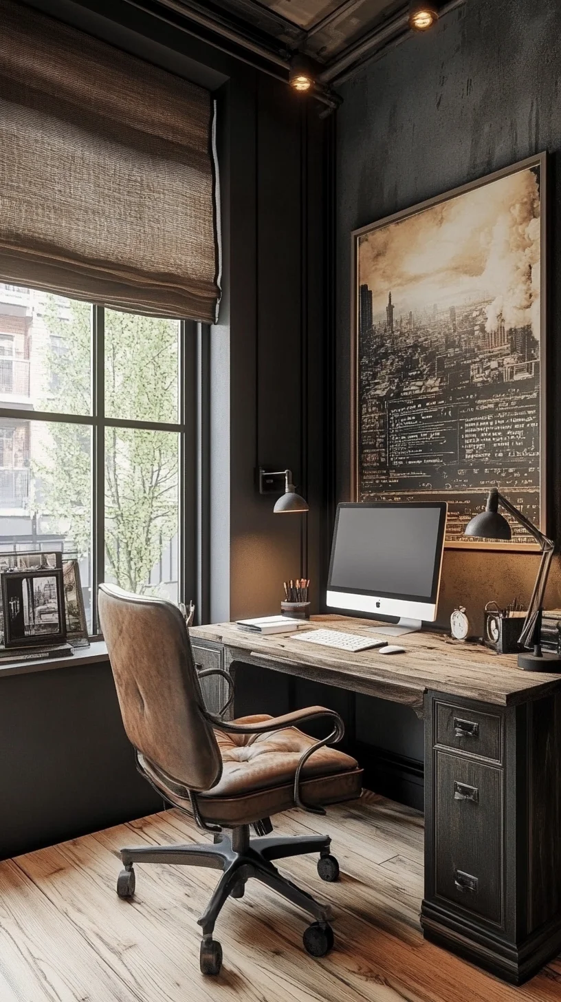 Elevate Your Workspace: Chic Industrial Office Design with Rustic Elegance