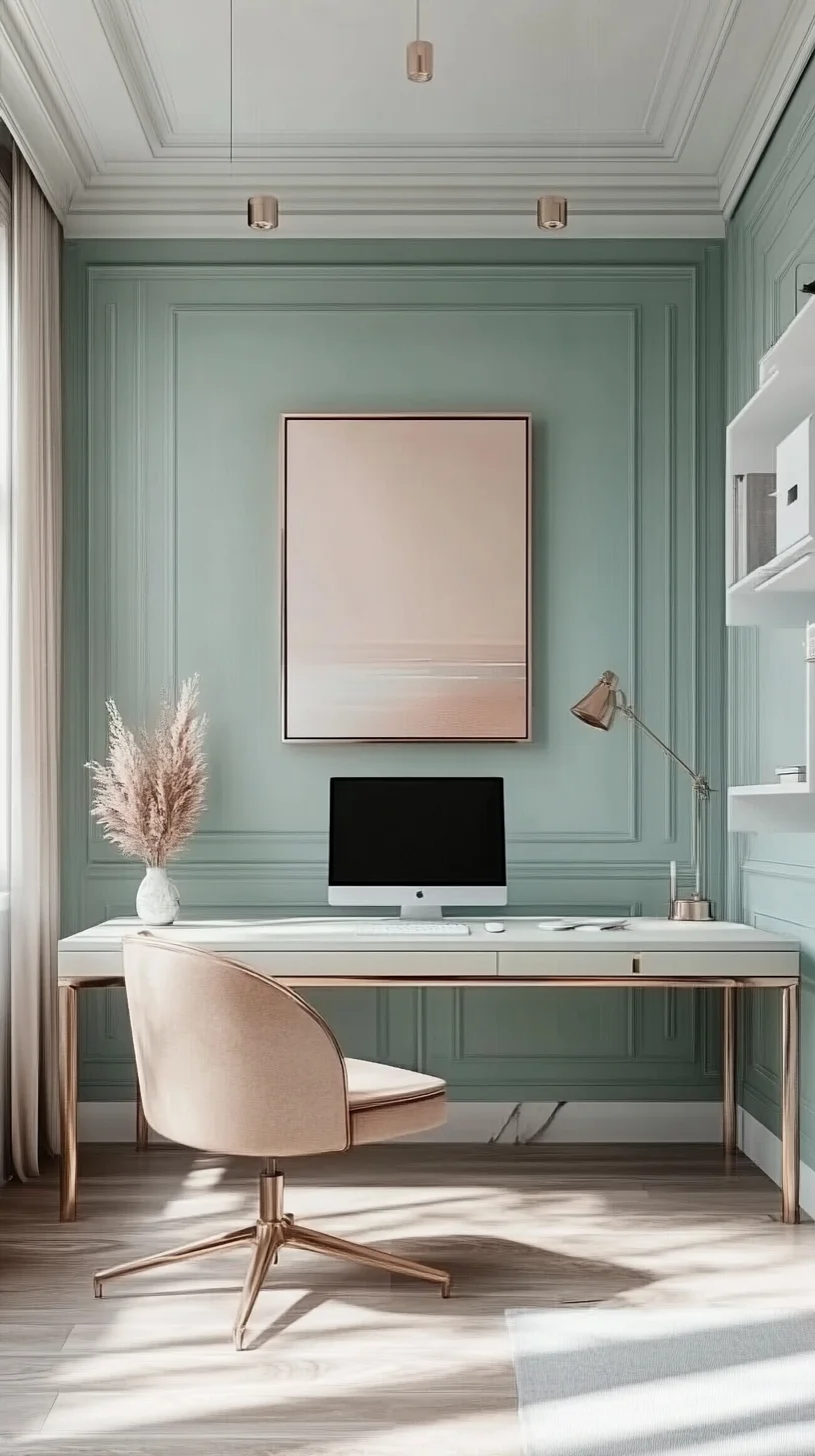 Elevate Your Workspace: Chic Mint and Rose Gold Aesthetic for Inspired Productivity