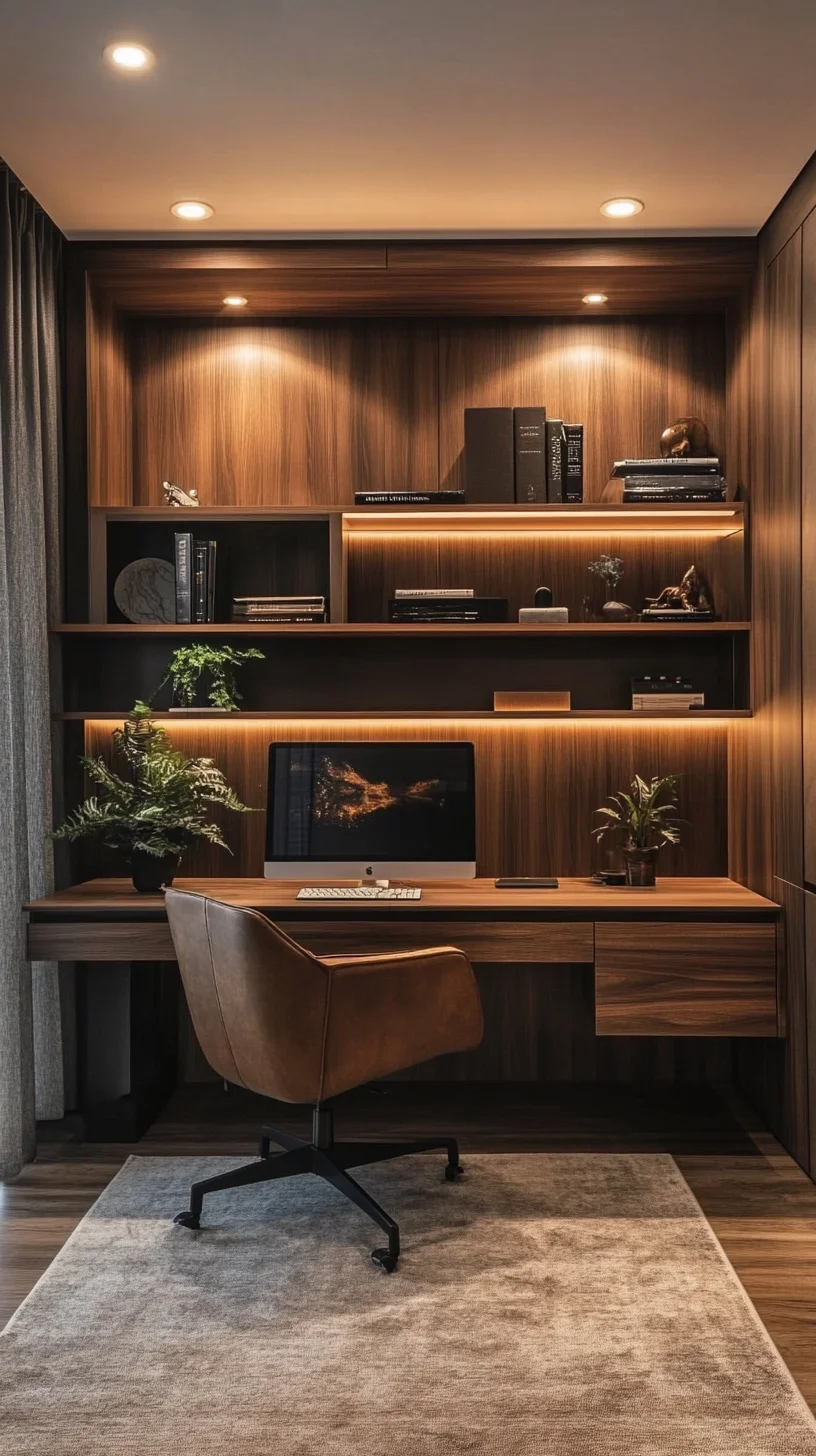 Elevate Your Workspace: The Sleek and Stylish Dark Wood Home Office Design