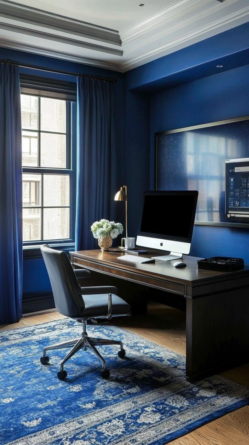 Elevate Your Workspace with Chic Blue Hues and Modern Elegance