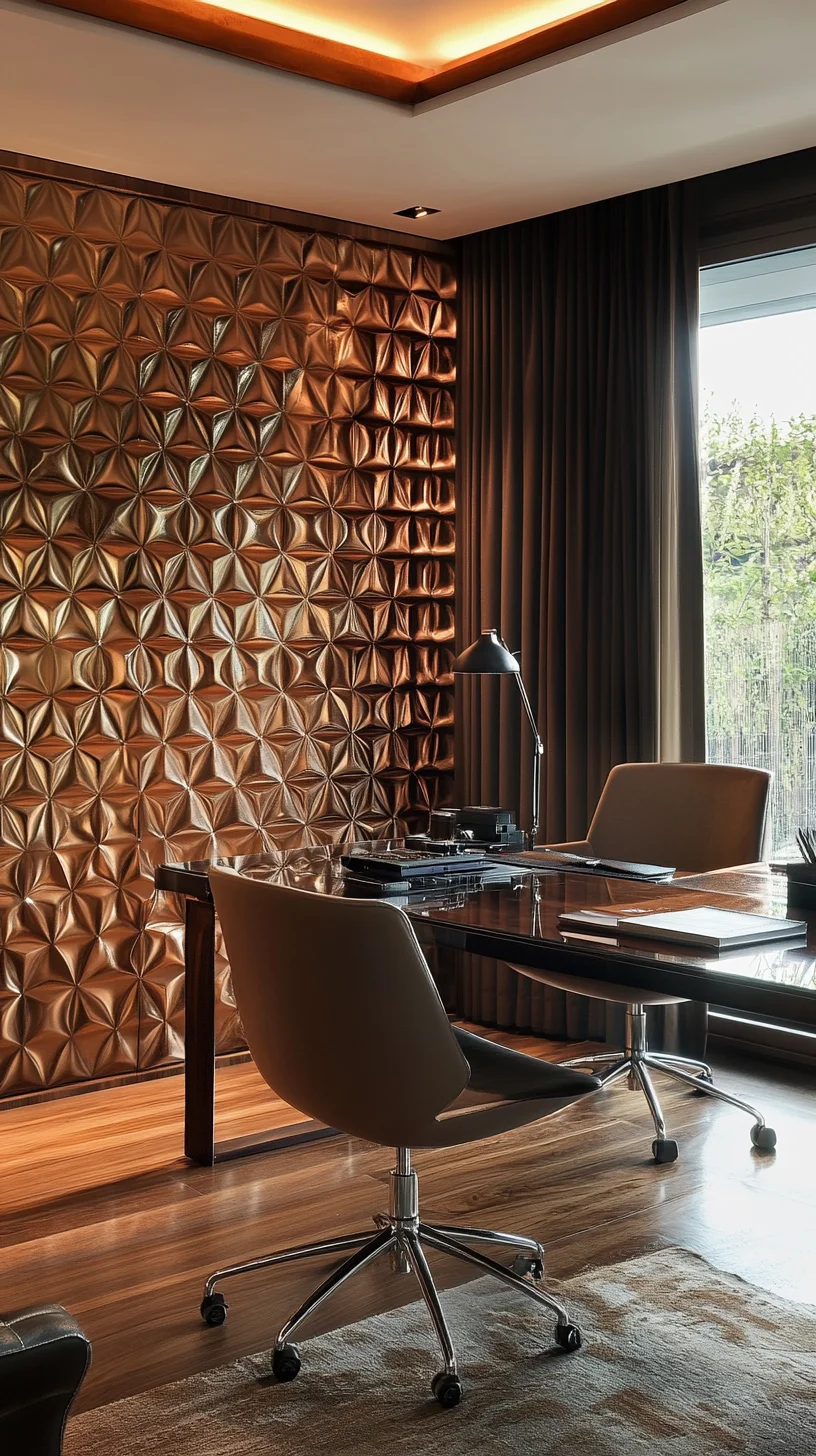 Elevate Your Workspace with Luxe Textured Walls and Elegant Décor