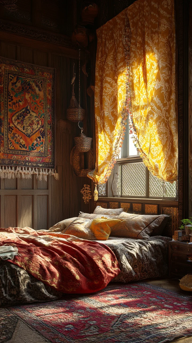 Embrace Cozy Elegance: A Bohemian Bedroom Oasis with Vibrant Textiles