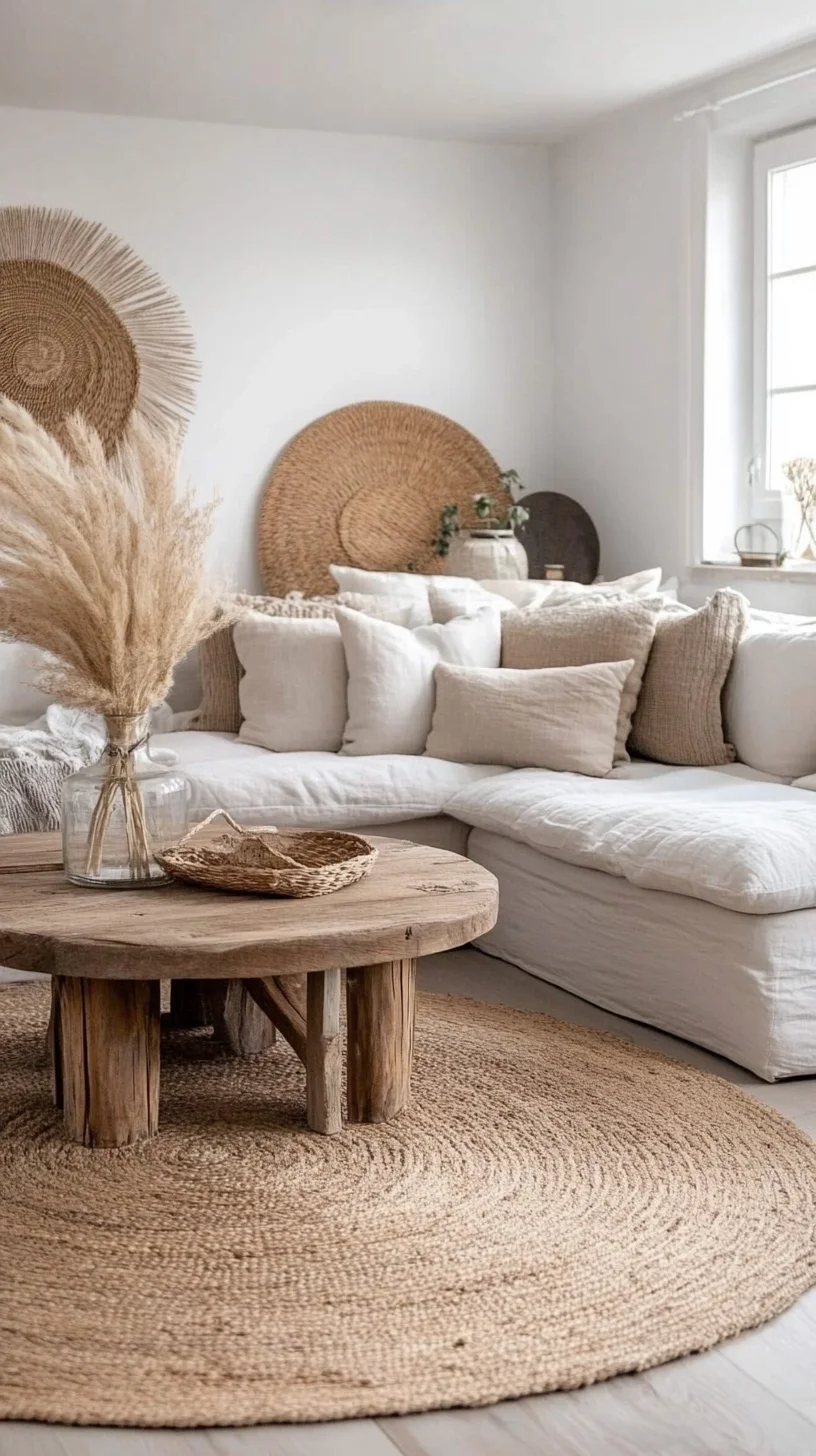 Embrace Cozy Elegance with Textured Neutrals and Natural Elements in Your Living Space