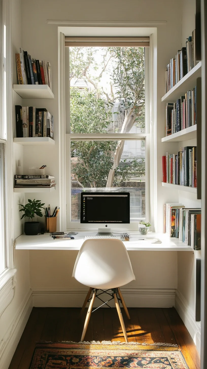 Embrace Minimalism: A Cozy Corner Workspace with Nature's Touch