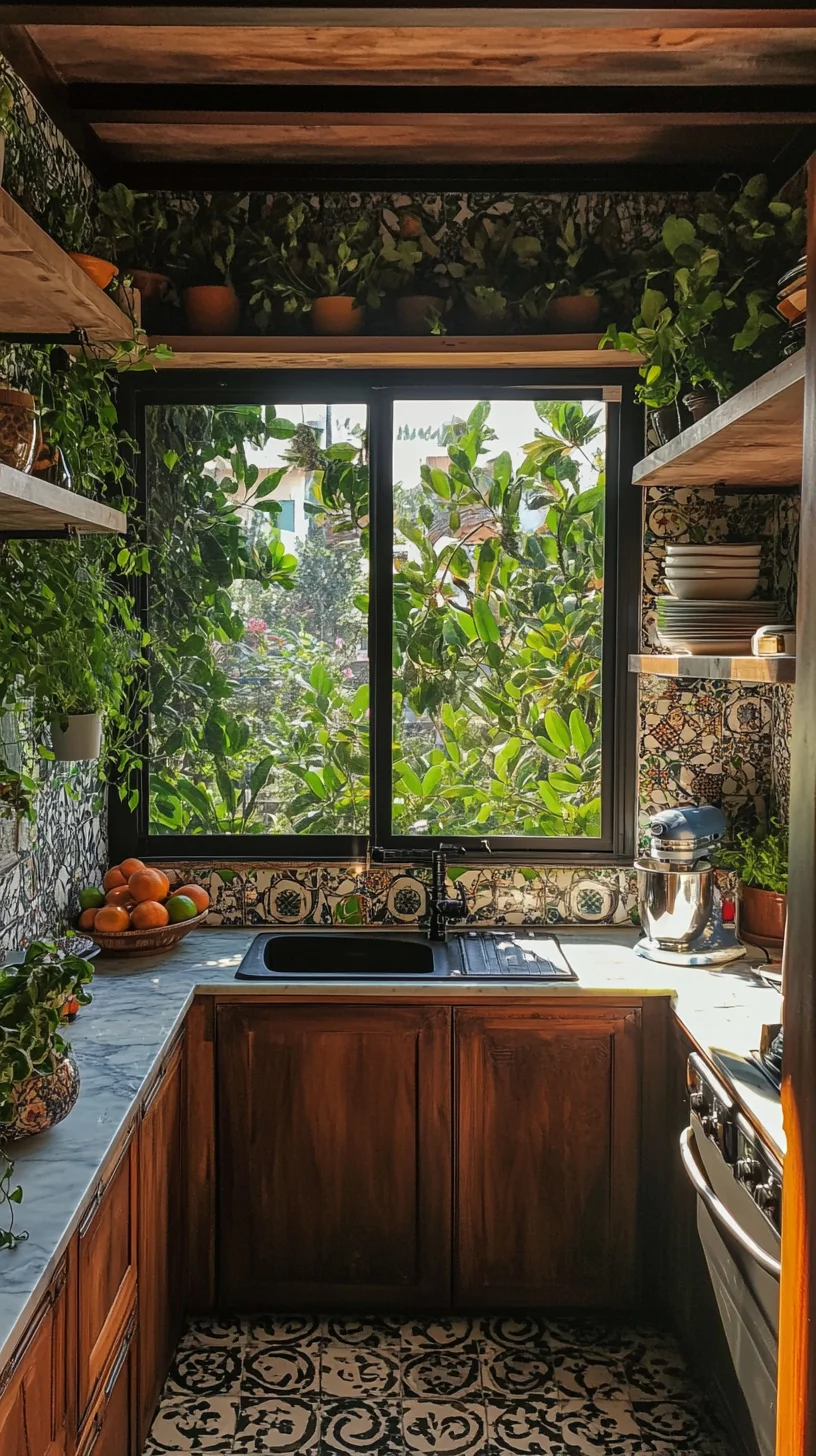 Embrace Nature: A Cozy Kitchen Oasis with Lush Greenery