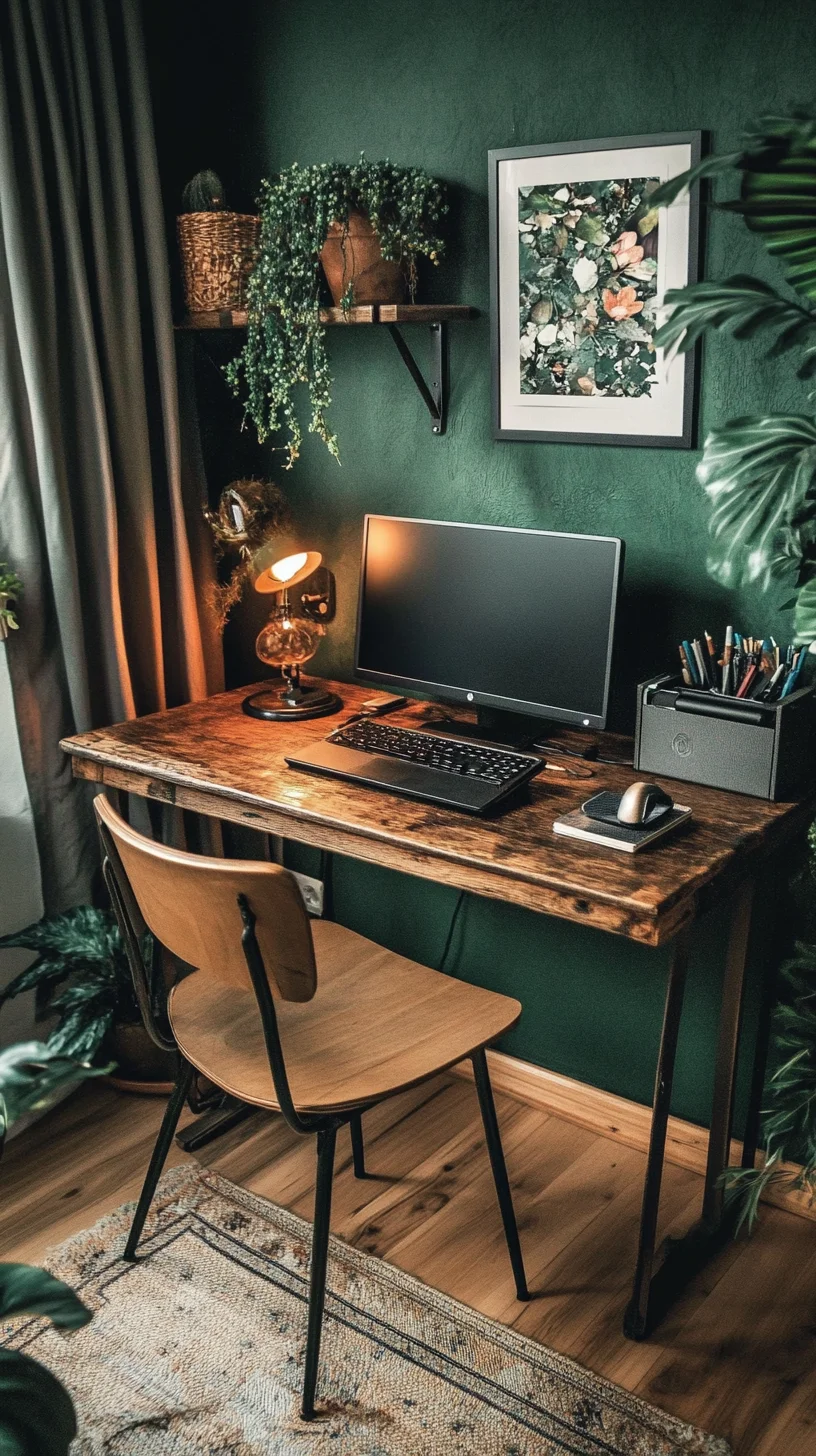 Embrace Nature: Create a Cozy Green Workspace with Rustic Charm