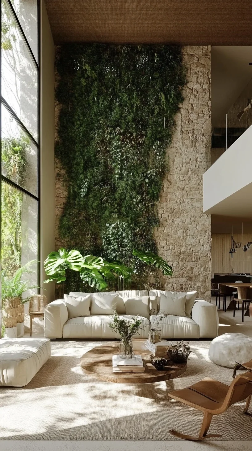 Embrace Nature: Lush Greenery Meets Modern Minimalism for a Serene Living Space