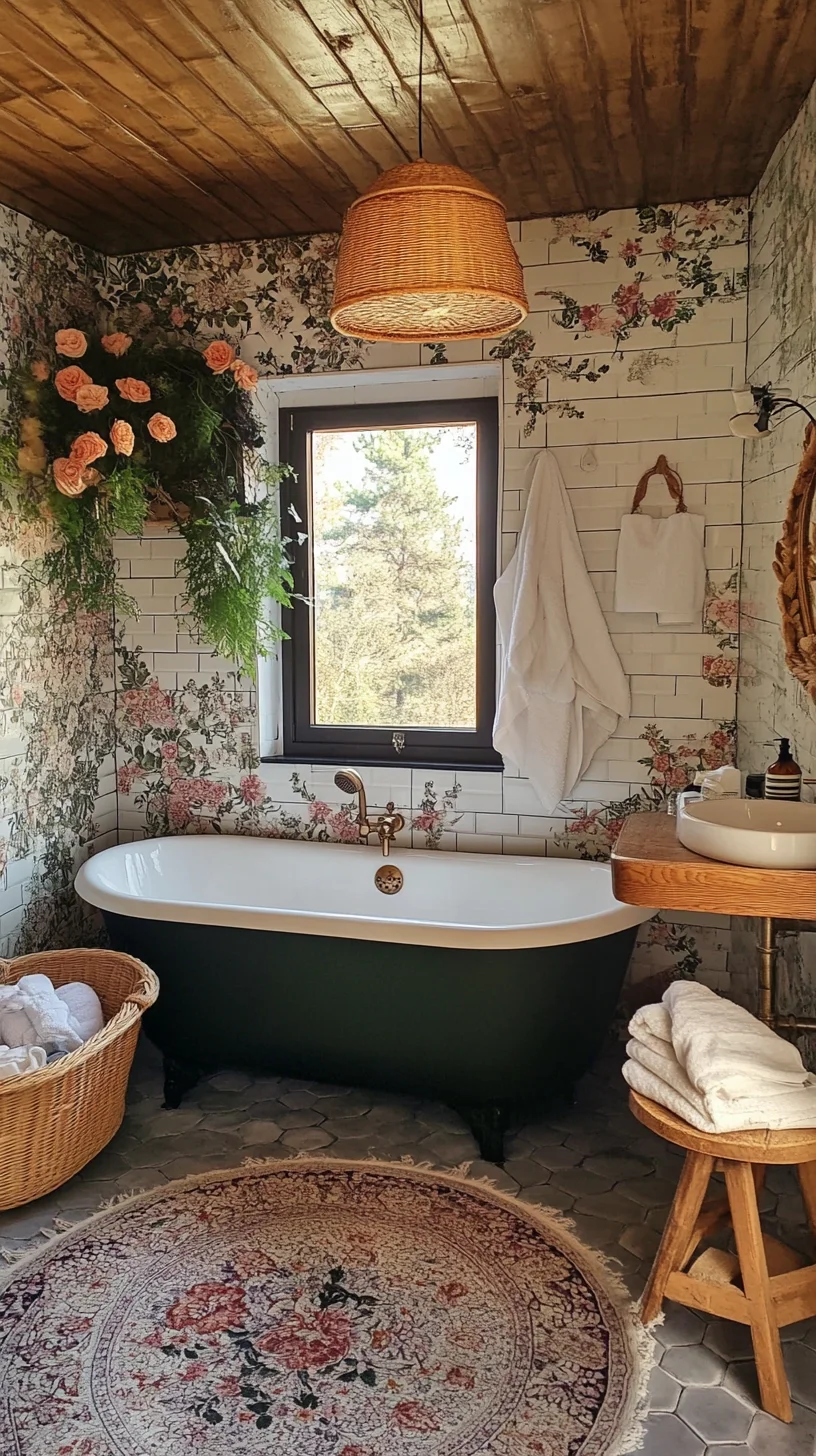 Embrace Nature's Charm with a Cozy Floral Bathroom Retreat