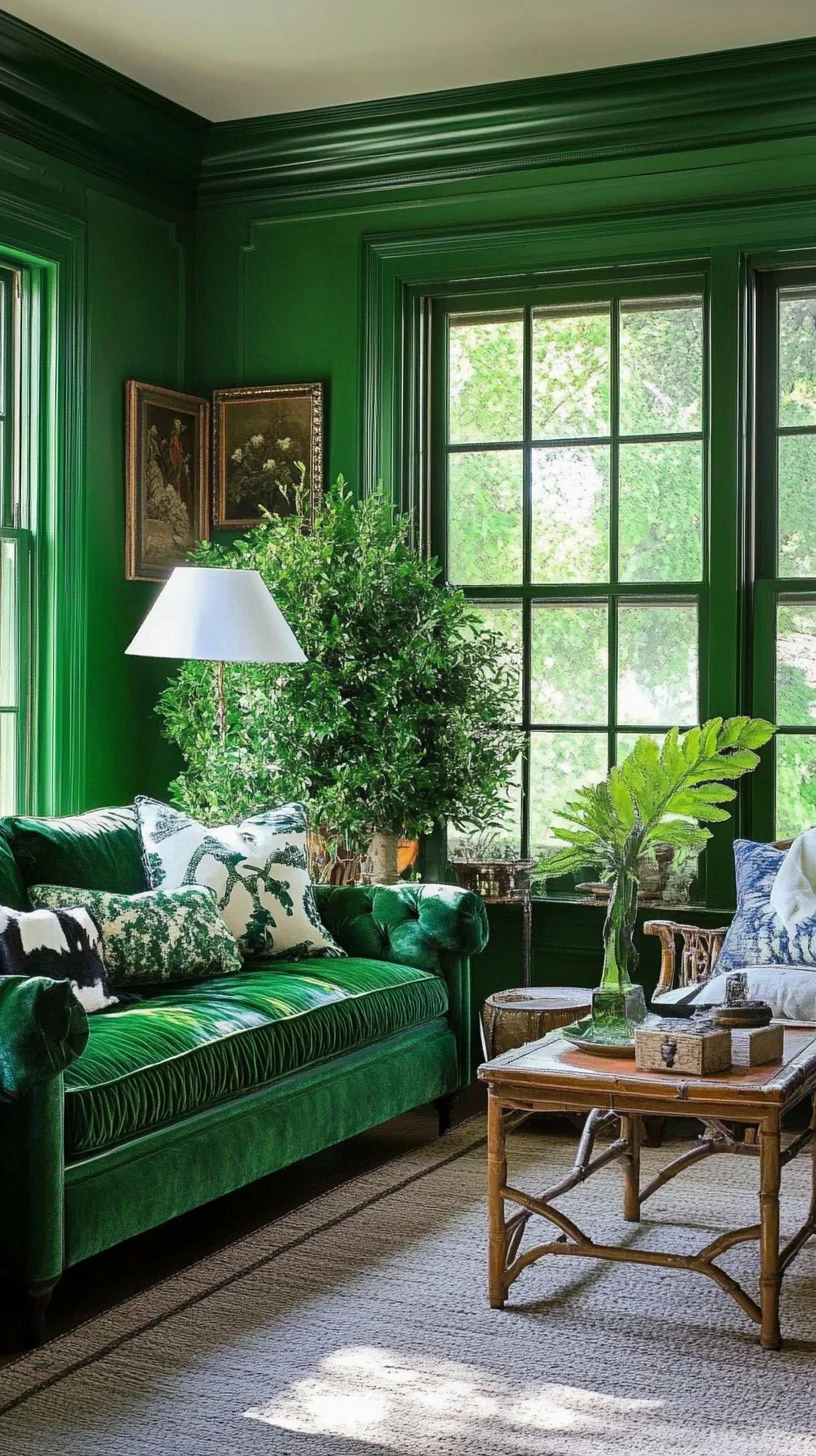 Embrace Nature's Embrace with Lush Green Living Room Elegance