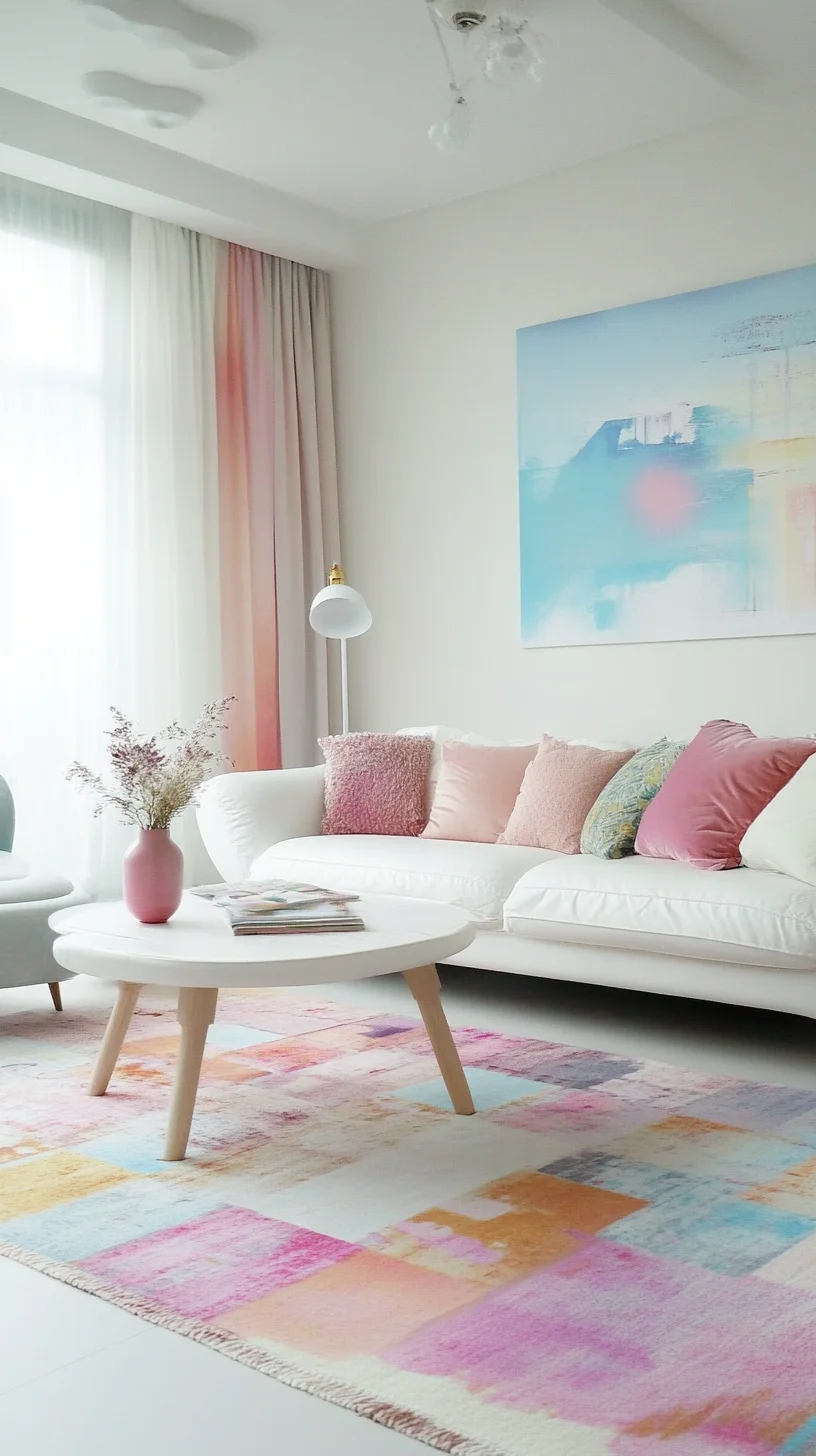 Embrace Pastel Perfection: A Chic and Cozy Living Room Oasis