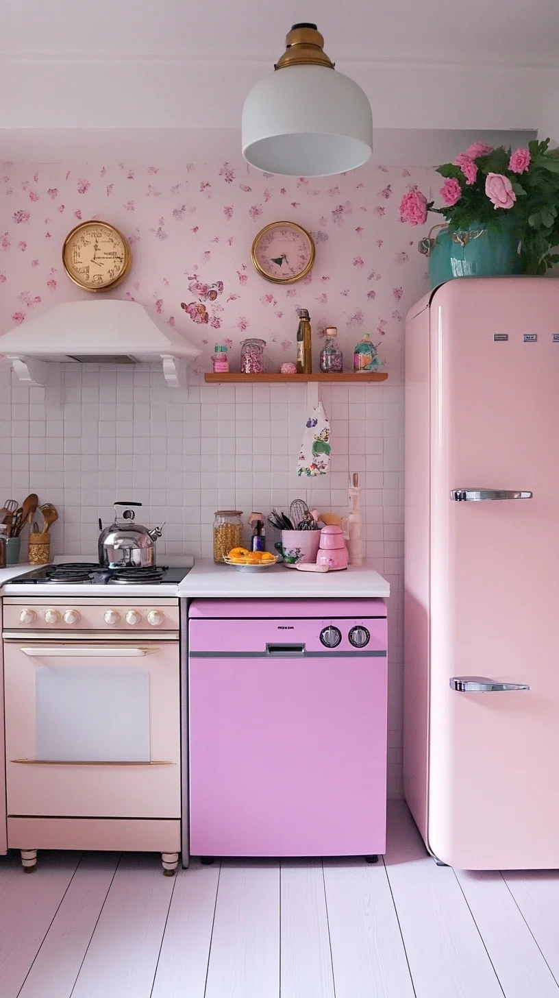 Embrace Retro Charm: A Playful Pink Kitchen That Wows