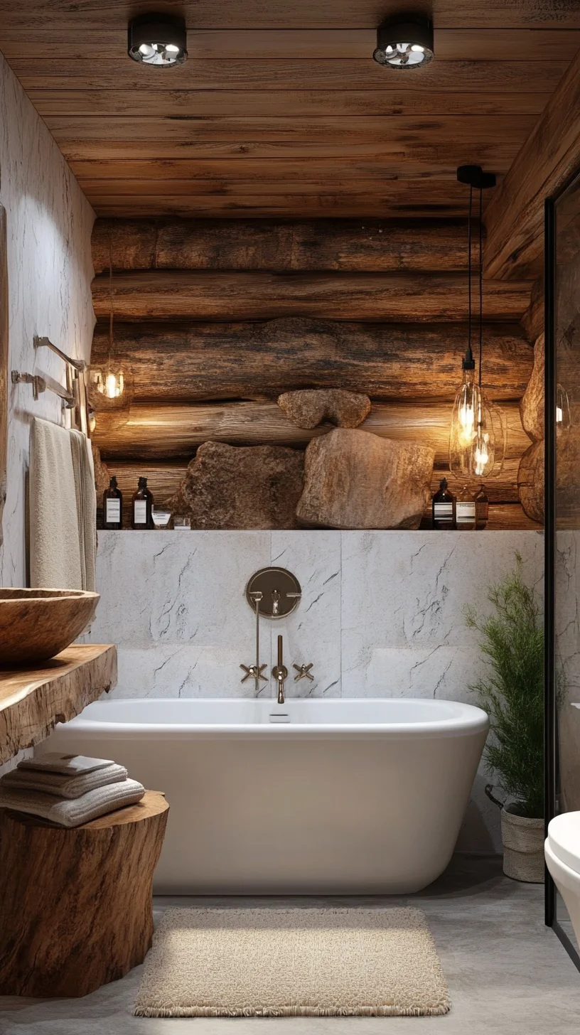 Embrace Rustic Elegance: A Cozy Log Cabin Bathroom Retreat