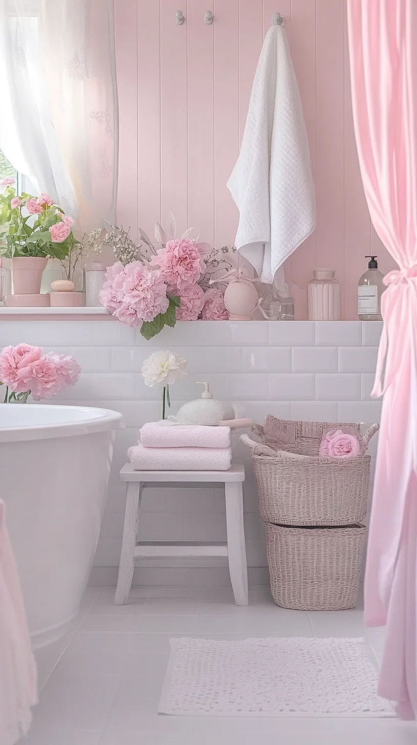 Embrace Serene Elegance with a Soft Pink Bath Oasis