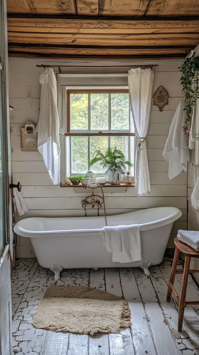 Embrace Serenity: Charming Cozy Bathroom with a Vintage Bathtub Vibe