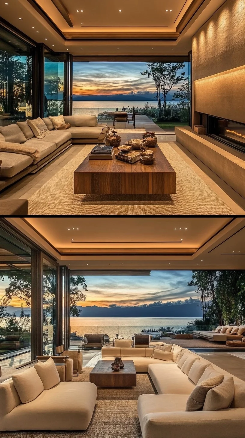 Embrace Serenity: Modern Minimalist Living Room with Stunning Views