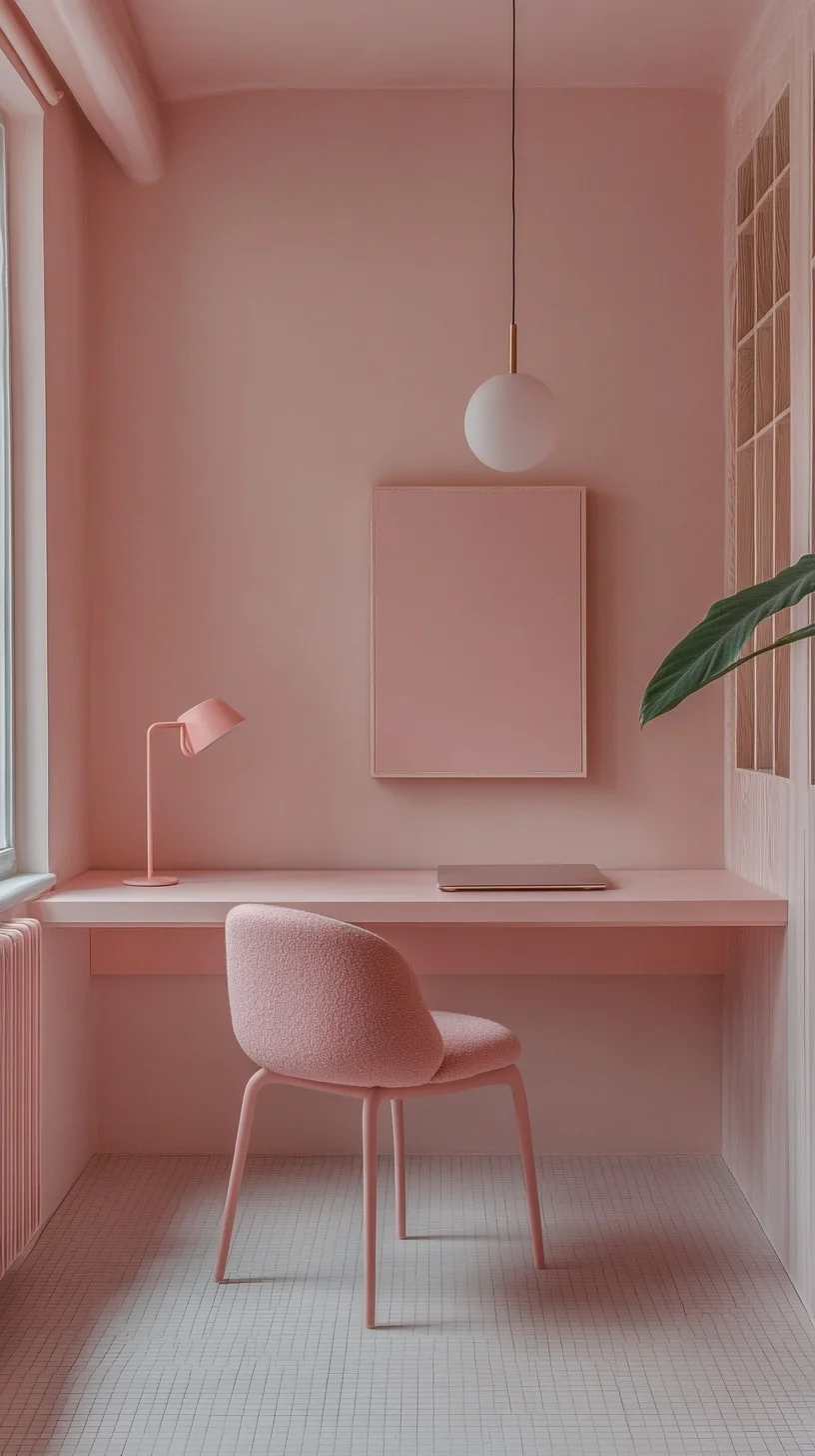 Embrace Serenity with a Chic Monochromatic Pink Workspace