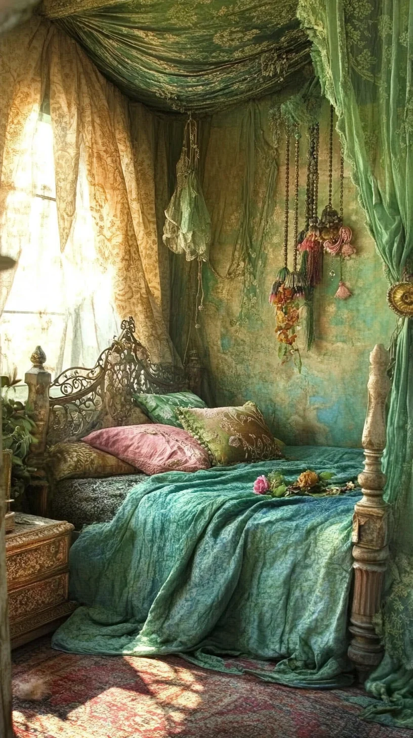 Embrace Serenity with Ethereal Green Bohemian Bedroom Décor