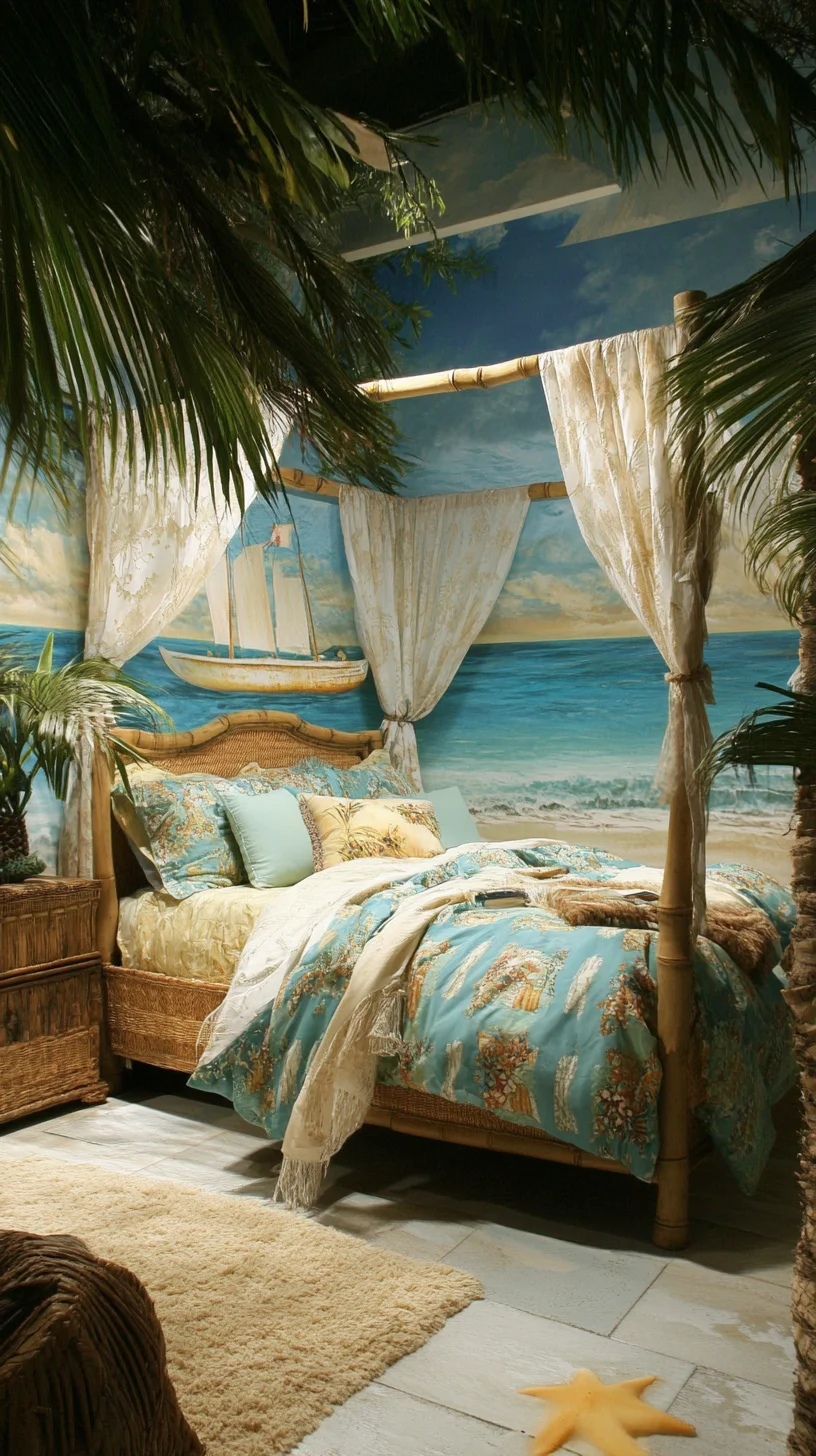 Embrace Tranquility with a Tropical-Inspired Canopy Bed Oasis