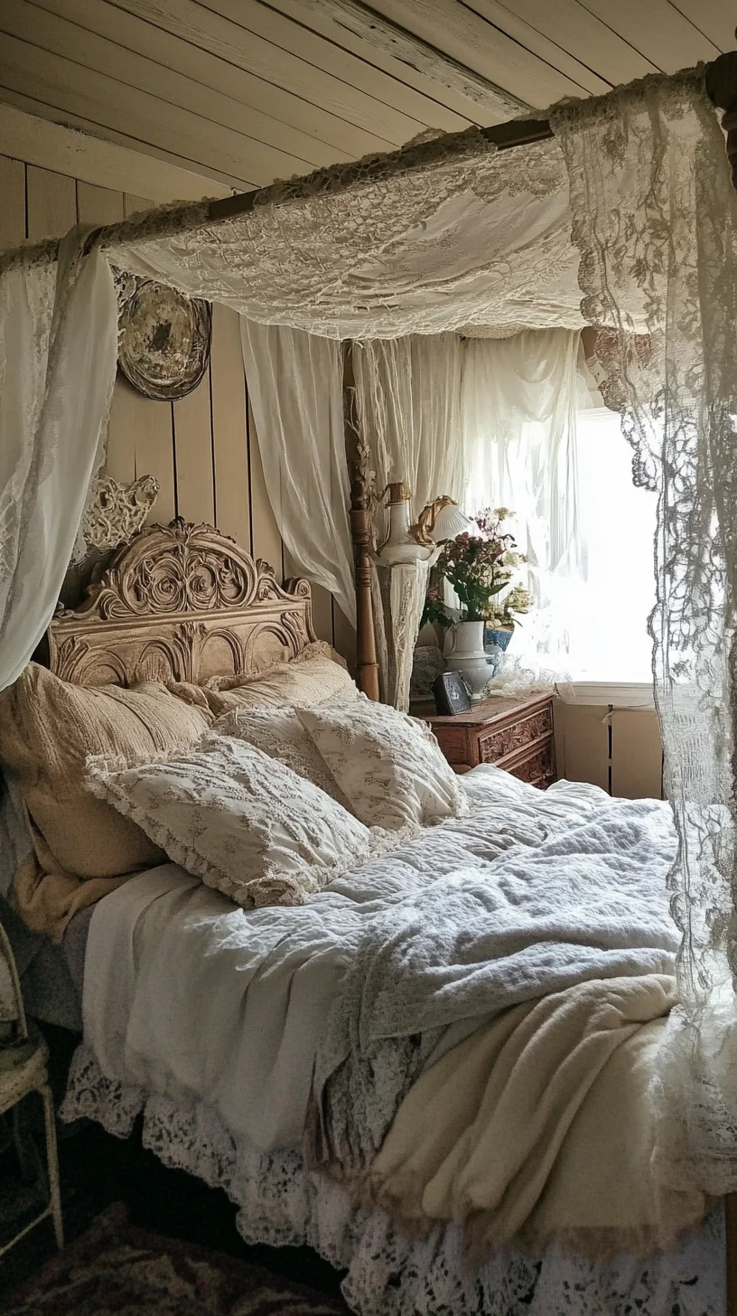 Embrace Vintage Romance with a Cozy Canopy Bed Retreat