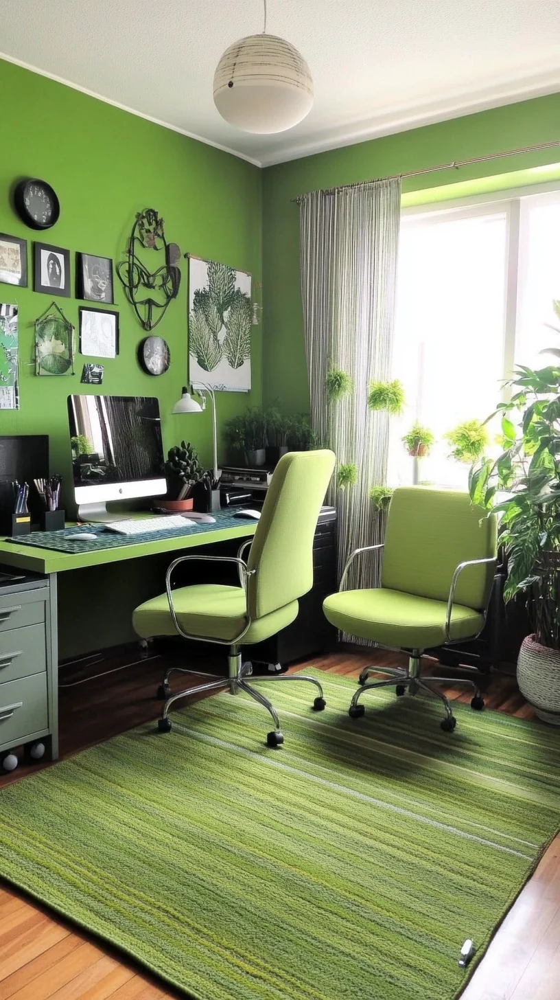 Energize Your Work Space: Lush Green Decor for a Refreshing Home Office