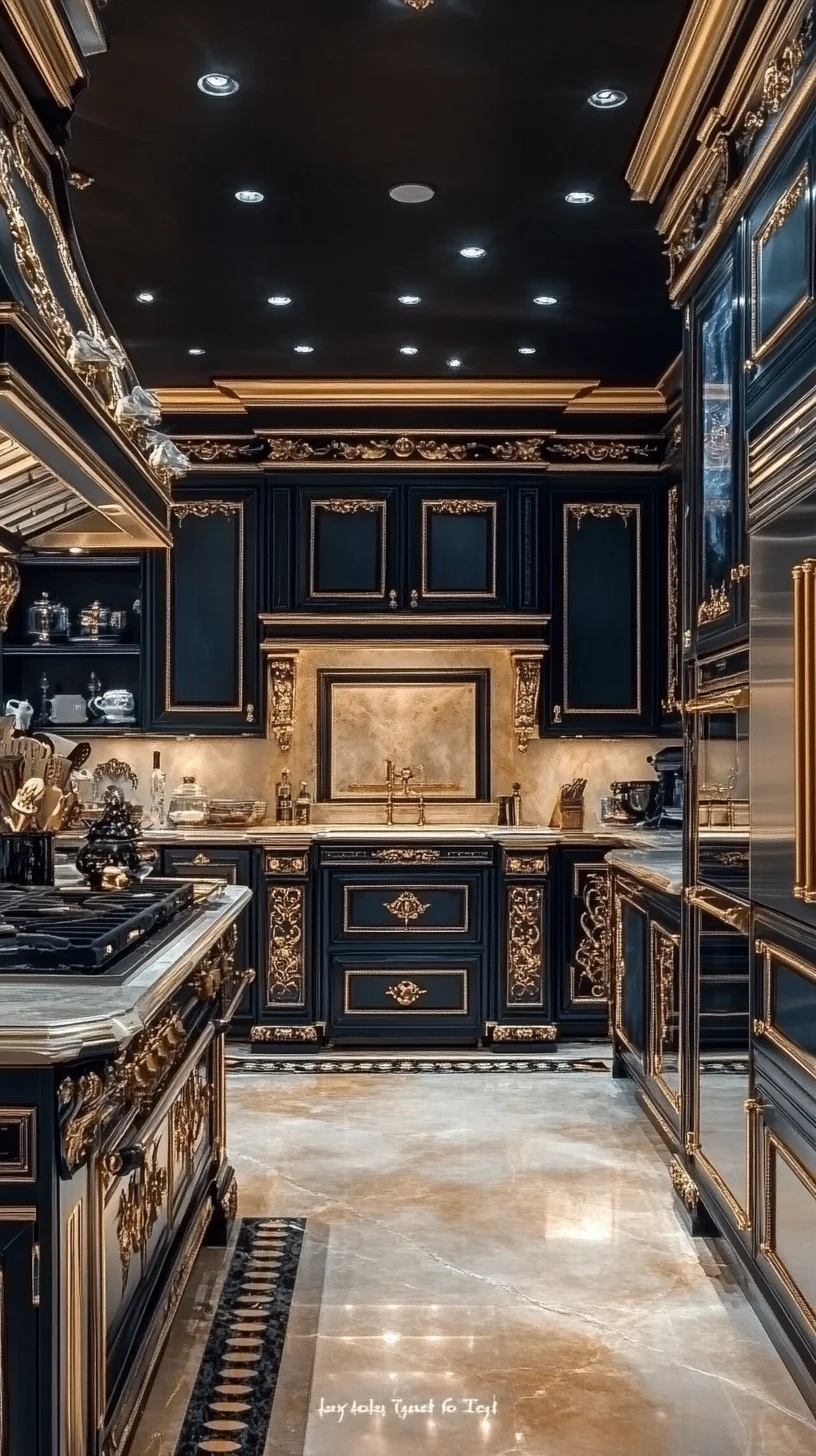 Luxurious Black and Gold Kitchen: A Statement of Elegance and Refinement