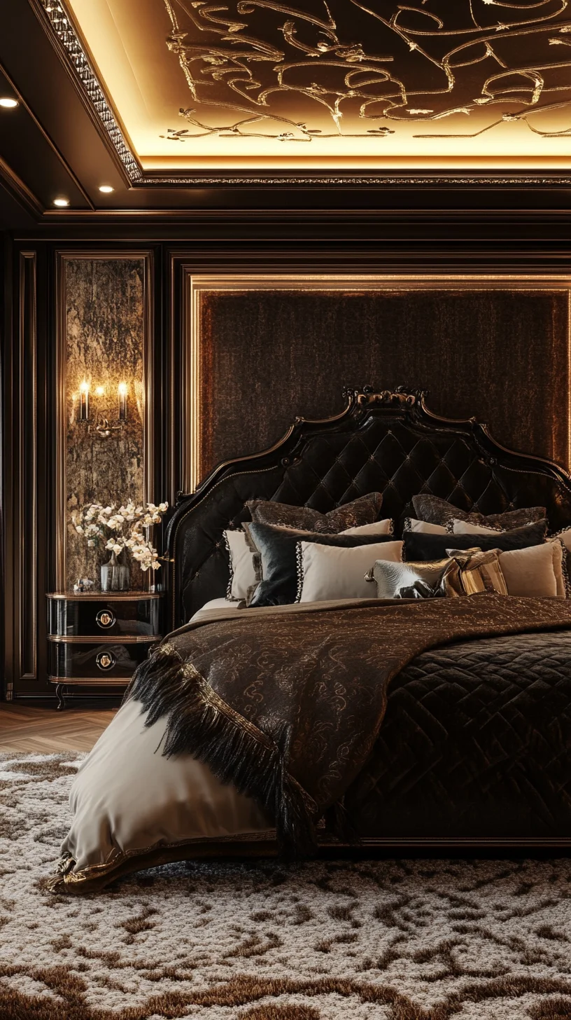 Luxurious Elegance: Transform Your Bedroom with Opulent Black and Gold Decor