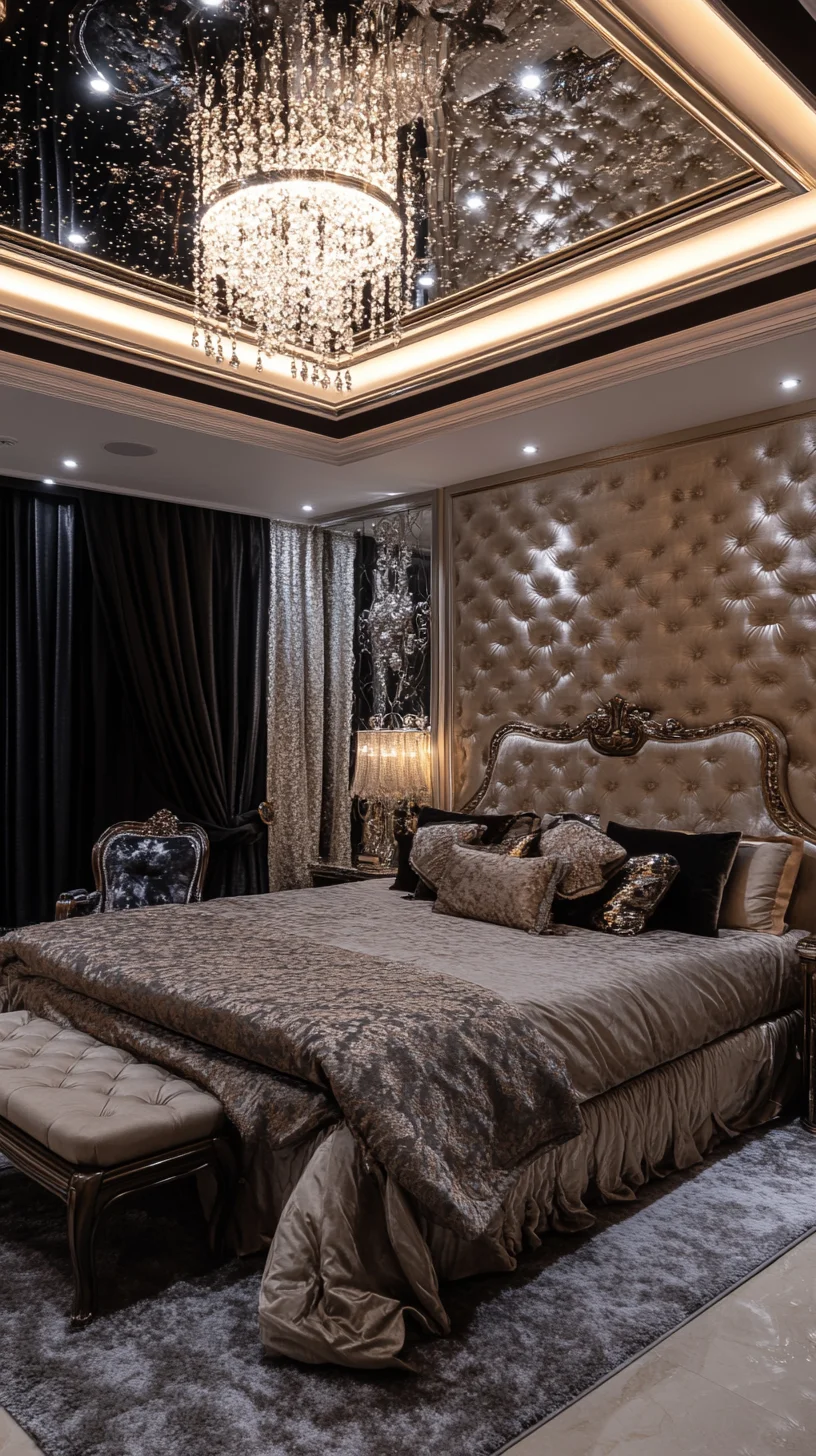 Luxurious Glamour: Elevate Your Bedroom with Opulent Textures and Elegant Lighting