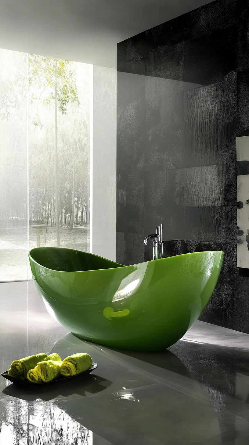 Revitalize Your Space with the Bold Elegance of a Green Freestanding Bathtub