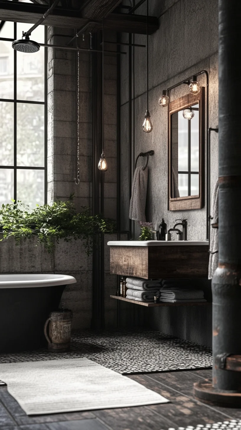 Rustic Industrial Elegance: Transform Your Bathroom with Chic Vintage Vibes